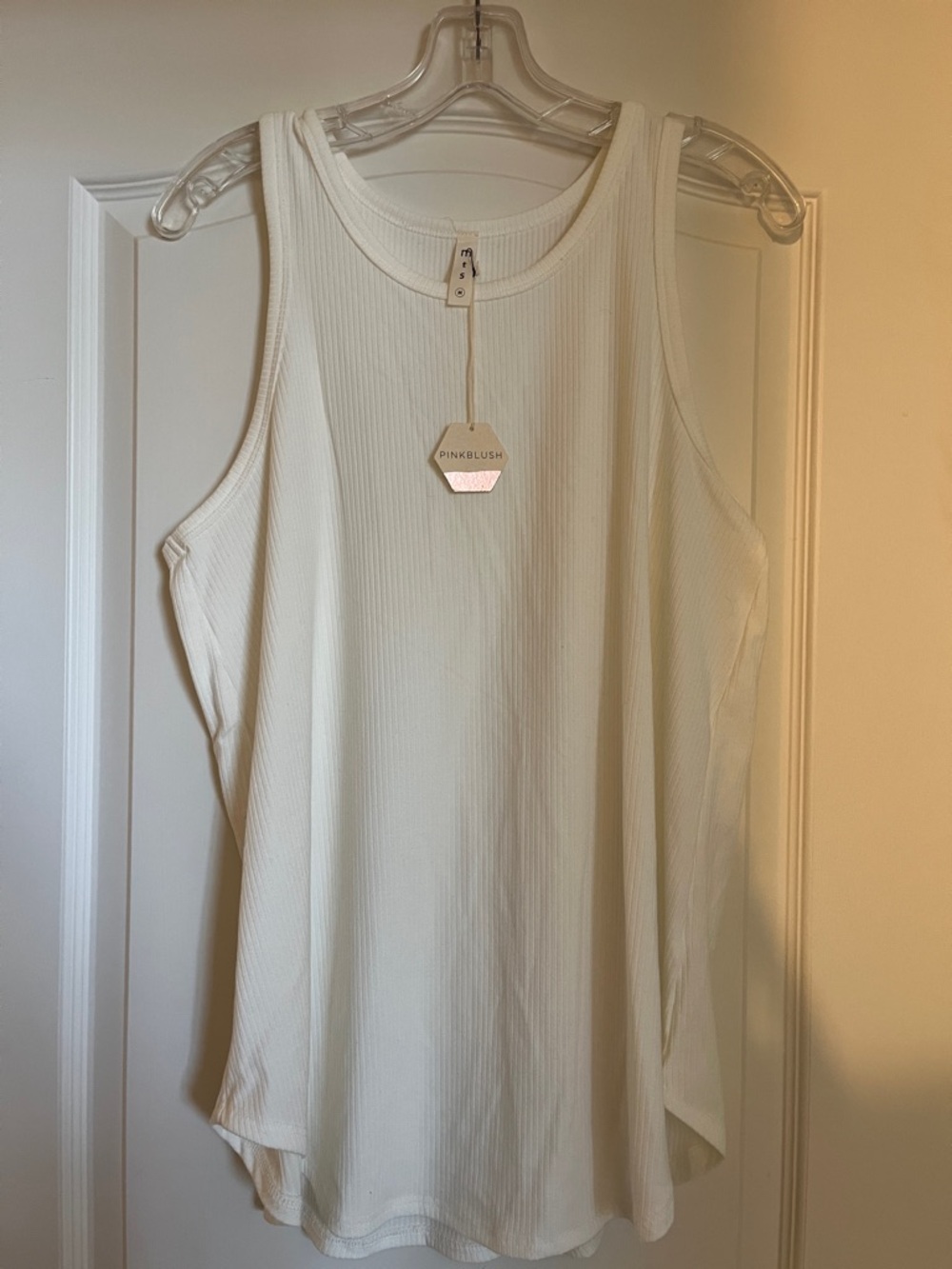 Pinkblush White Ribbed Maternitt Tank Top - Scoop Neck